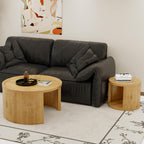 32" Anti-Slip Nesting Tables, Nesting Side Tables with Smooth Wood top, Nesting Coffee Tables with Minimalist Aesthetic for Modern Interior Home Spaces, Natural Wood