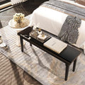 Wilk Wooden Entryway Bench, 47’’ Indoor End of Bed Bench, 100% Solid Oak Wood (Black)
