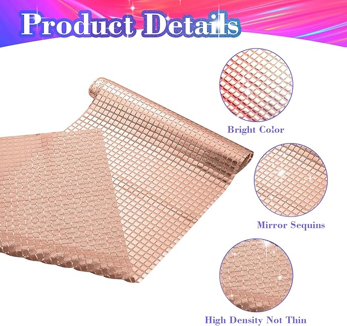 4 Packs Rose Gold Disco Table Runner, 12 x 108 Inches Glitter Silver Party Table Runners Mirror Foil Table Decor for 70s 80s Disco Bachelorette Dance Birthday Party