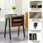 VECELO Nightstand Set of 2,Industrial Side Table End Table,Stackable Accent Table with 2-Tier Open Storage Compartments for Bedroom, Living Room and Small Spaces
