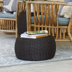 Household Essentials Round Handwoven Resin Storage Stool Ottoman, Brown
