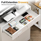 Metal Storage Cabinets with Drawer, 36" H Lockable Storage Cabinet with Doors and Adjustable Shelves, Small White Steel File Cabinet for Home, Office, Warehouse, School, Assembly Required