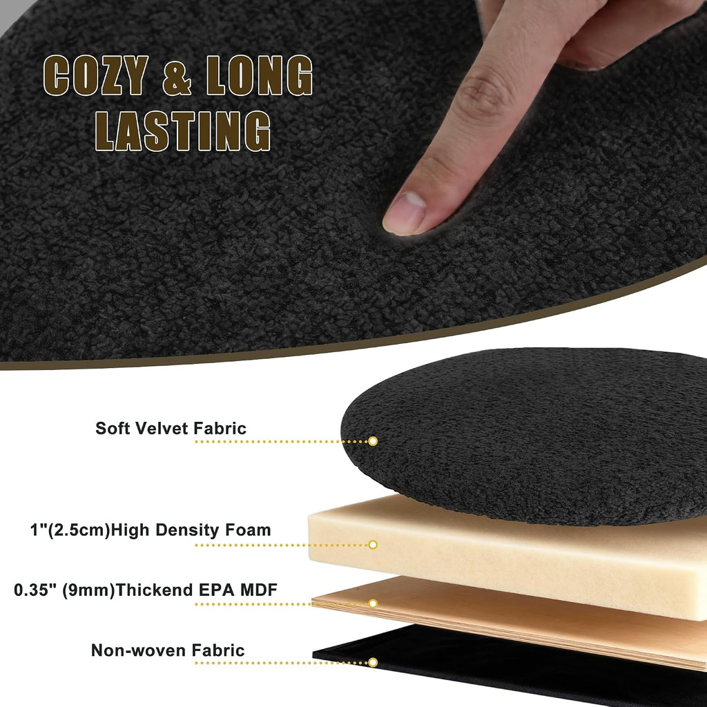Round Ottoman with Storage,Soft Velvet Vanity Stool,Ottoman Coffee Table with Metal Legs,Foot Stool for Living Room Bedroom, Black