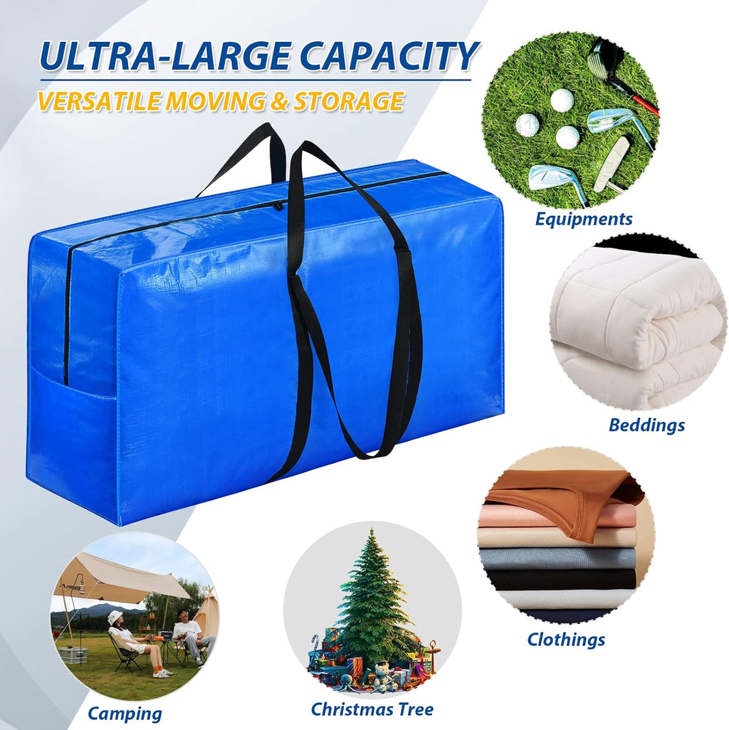 168 Gallon Extra Large Storage Bags, Zippered Outdoor Cushion Furniture Storage Bag with Handles,Jumbo Large Moving Bags Heavy Duty, Christmas Tree Bag, 65x30x20 inch - 2PACK