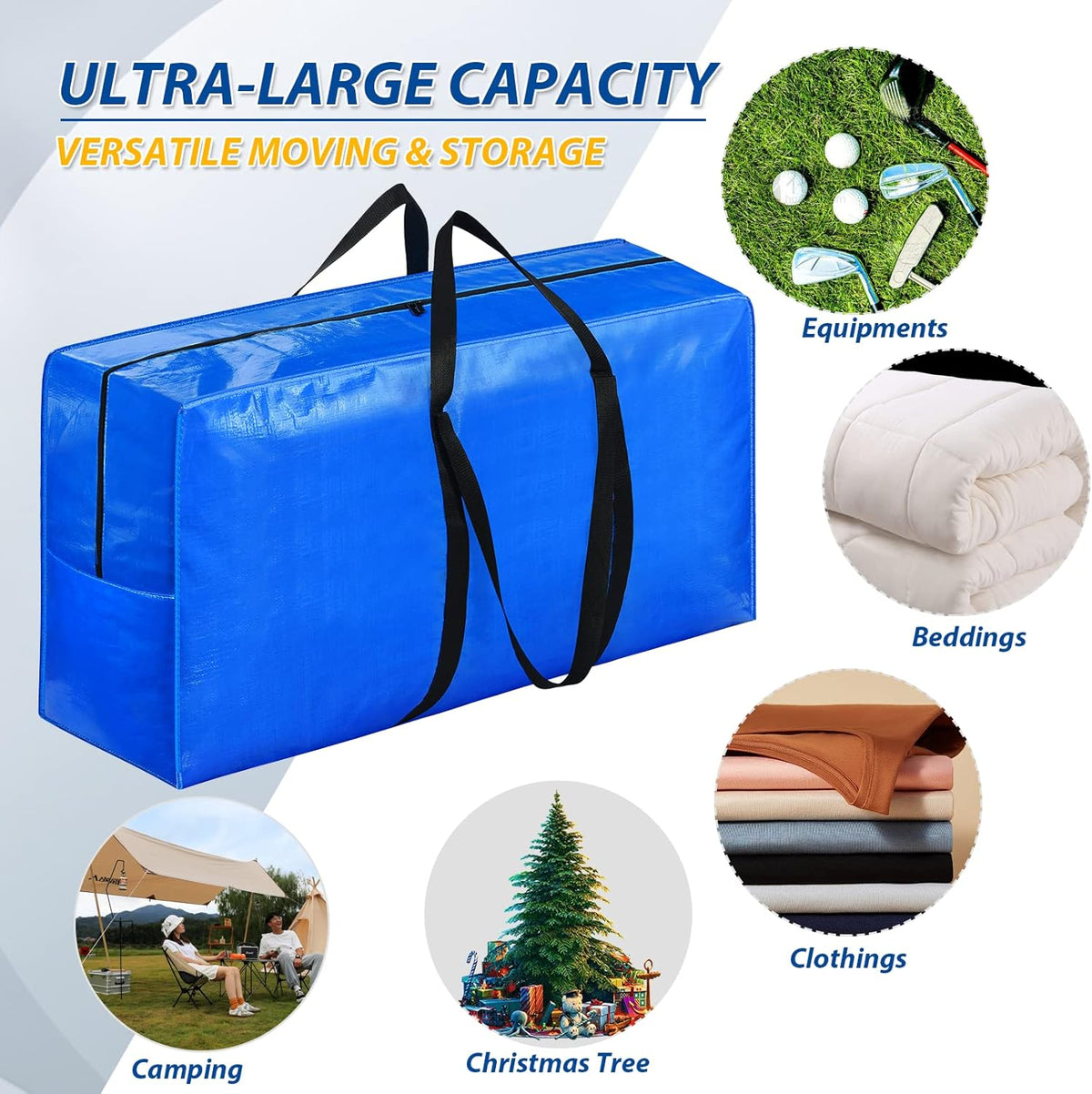 168 Gallon Extra Large Storage Bags, Zippered Outdoor Cushion Furniture Storage Bag with Handles,Jumbo Large Moving Bags Heavy Duty, Christmas Tree Bag, 65x30x20 inch - 2PACK