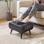 YMYNY Ottoman, Foot Stool with Metal Legs, Faux Leather Stool, Pouf Couch Stool, Modern Multifunctional Small Square Accent Small Table for Bedroom, Living Room 15.75"D×11.81"W×10.24"H Black UHBD037B
