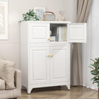 Metal Storage Cabinet with Doors, Small Kitchen Storage Cabinets, White Wall Cabinet, 15" Tall Home Office Cabinet, Steel Overhead Cupboard for Pantry, Living Room, Kitchen- Assembly Required