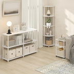 Furinno Turn-N-Tube 3-Tier Toolless Side Table, Narrow Printer Stand with Open Shelf, End Table, Night Stand, for Living Room, Bedroom, White