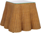 SAFAVIEH Couture Collection - Hylda Natural Rattan Accent Table, Square Design with Glass Top, Boho Coastal Style, Fully Assembled (CWK3010A)