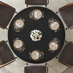 IBF Black Round Dining Table for 4-6, 47" Kitchen Table with Fridge Space, Modern Dining Room Tables with Storage, Industrial Wood Dinner Tables for Home Kitchen Living Room, Black Oak, Only Table