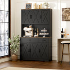 HOSTACK 71"H Kitchen Pantry Storage Cabinet, Farmhouse Hutch Cabinet, Black | Space-Saving Pantry Cabinet with Charging Station & 2 Large Drawers & Adjustable Shelves, Tall Kitchen Hutch, Dining Room