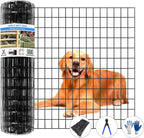 Welded Wire Fence, 50ft(L) x 36inch(H) PVC Coated Wire Fencing for Dog, 2 Inch x 3 Inch 16GA Fencing for Chicken, Anti-Rust Roll Metal Wire Mesh Fence for Yard Vegetable, Black