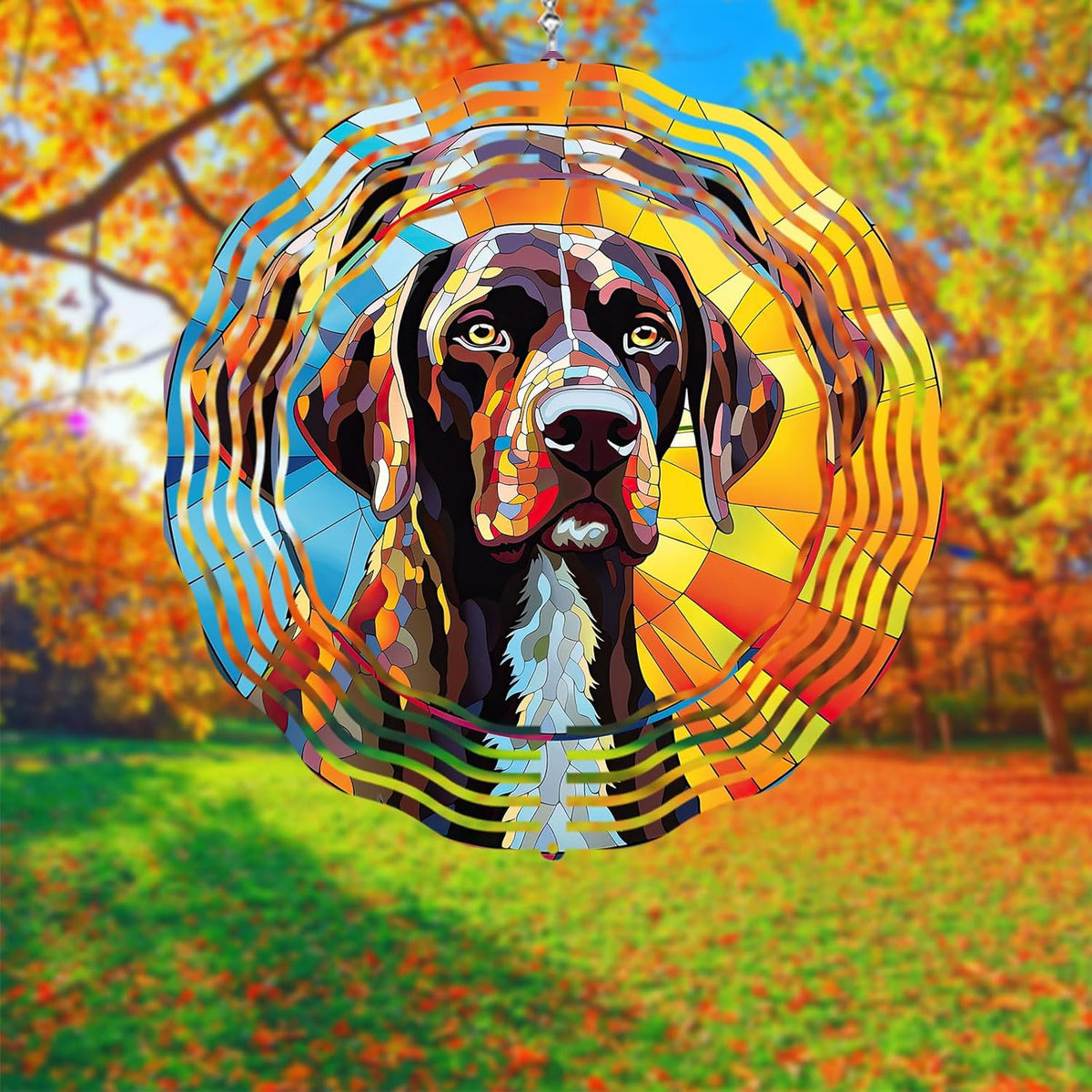 German Shorthaired Pointer Dog Wind Spinners Outdoor Dog Memorial Gifts, 3D Metal Kinetic Hanging Garden Wind Spinner, Spinner Decor, Wind Sculptures for Outdoor & Indoor, Window, Yard Decor (GSP 2)