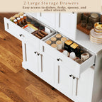 HUAHUU 71" Kitchen Pantry Cabinet with 6 Door Shelves, Tall Pantry Storage Cabinet with 8 Doors & 4 Adjustable Shelves, Modern Kitchen Pantry with 2 Large Drawers for Dining Room, Living Room, White