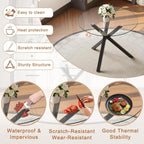 Round Dining Table Set for 4, 39" Glass Dining Table Set with Black Adjustable X-Shaped Metal Leg&4 Clear Acrylic Chairs with Chrome Legs, Small Space-Saving Table Set Ideal for Kitchen, Dining Room