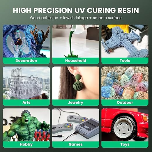 SUNLU 2000g Standard Resin for 3D Printer, Fast-Curing Photopolymer Resin for LCD/DLP/SLA Printers, 395-405nm UV, Low Shrinkage and High Precision, 2KG White