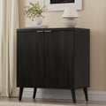 Homleke Buffet Cabinet with Storage, Modern Fluted Accent Sideboard with Doors & Adjustable Shelf, Buffet Table Entryway Cabinets for Living Room, Kitchen, Dining Room, Hallway, Black