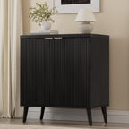Homleke Buffet Cabinet with Storage, Modern Fluted Accent Sideboard with Doors & Adjustable Shelf, Buffet Table Entryway Cabinets for Living Room, Kitchen, Dining Room, Hallway, Black