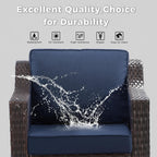 Outdoor Furniture Swivel Chair, Patio Glider Wicker Rocker Seating with Cushions for Porch Deck Balcony (Blue)