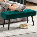 Entryway Bench - 40" Bench for Bedroom, Modern Ottoman End of Bed, Upholstered Bench with Metal Legs, Dining Bench for Living Room, Entryway, Dark Green Velvet