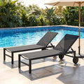 SUNLEI Patio Lounge Chair Outdoor Set of 2, Outdoor Chaise Lounge w/5-Position Adjustable Backrest & All Weather, Pool Lounge Chairs for Pool Beach Deck (Dark Grey, 2 Pieces)