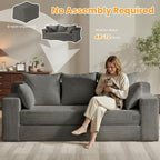 Oversized Loveseat, 3 Seater Pull Out Convertible Sofa Bed, 70" Gray Couch Fold Out Floor Couch Sleeper Sofa with 5 Pillows for Living Room Bedroom Lounge Small Space