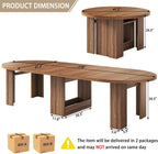 47-118 Inch Round Extendable Dining Table for 4-12, Kitchen Table with Wood Strip Base, Modern Oval Dining Room Table for Kitchen Living Room, Walnut