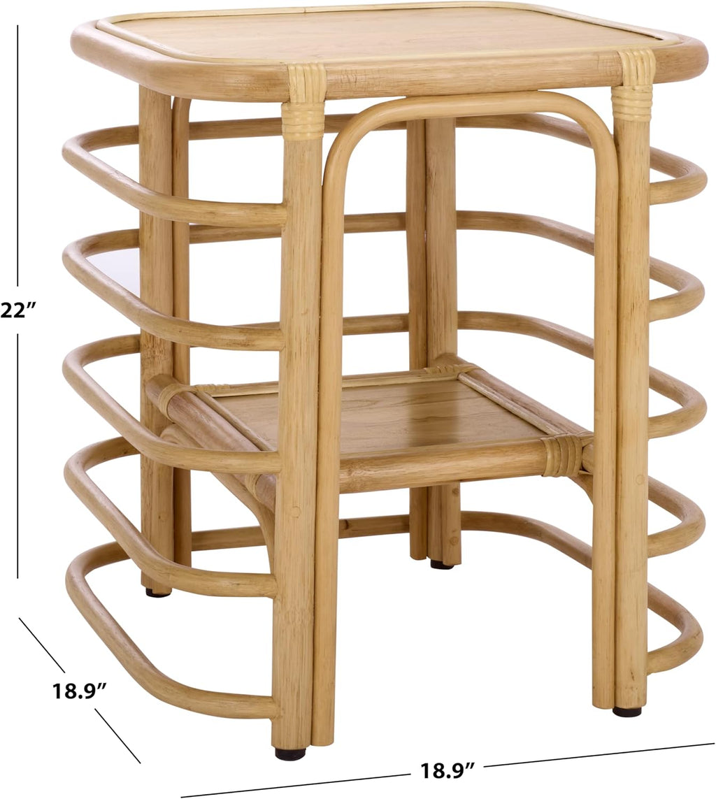SAFAVIEH Home Collection - Maestro Natural Rattan Accent Table, Tropical Boho Design, Fully Assembled (ACC5400A)