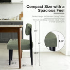 Wooden Dining Chairs Set of 4, Upholstered Kitchen Chairs with Solid Rubberwood Legs, Modern Farmhouse Dining Room Chairs, Green Linen Fabric & Black Legs