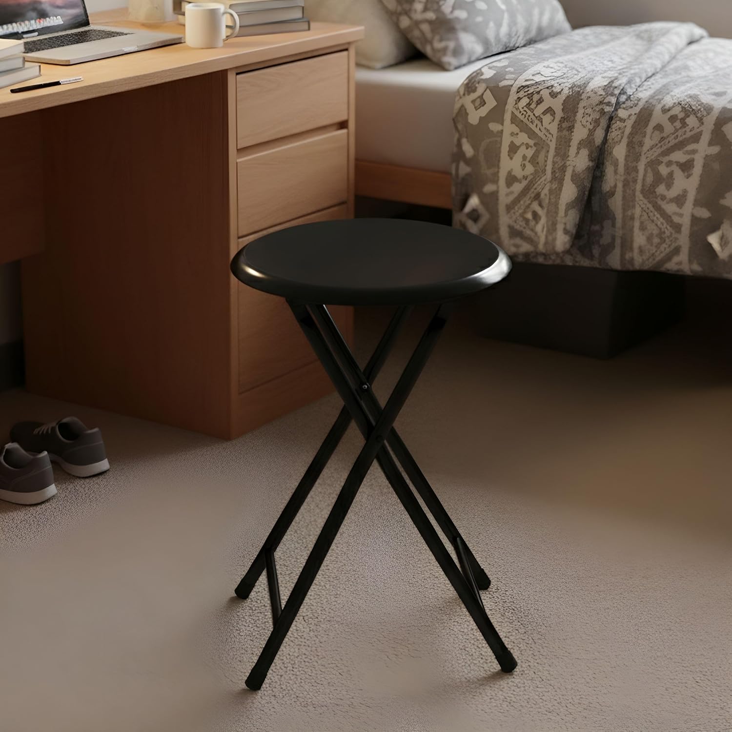 Folding Stool - Portable Backless 18-Inch Stool with 225lb Capacity, Single | Collapsible Counter Bar Stools, Compact Folding Chair, for Kitchen or Rec Room, Camping, Indoor and Outdoor by Lavish Home