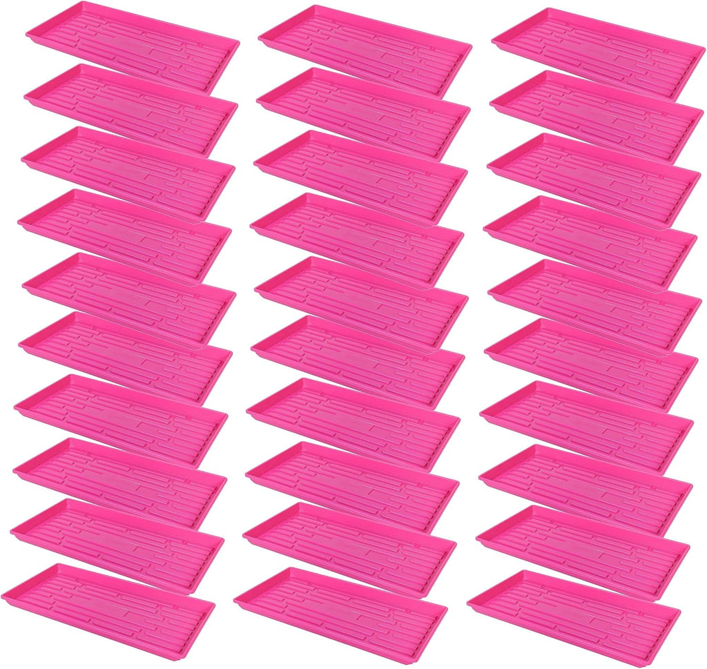 SUNPACK 10" x 20" Heavy Duty Shallow Plastic Seed Starting Tray, Magenta, 1" (Pack of 30) - No Drainage Holes, Perfect for Greenhouses or Indoor Gardening