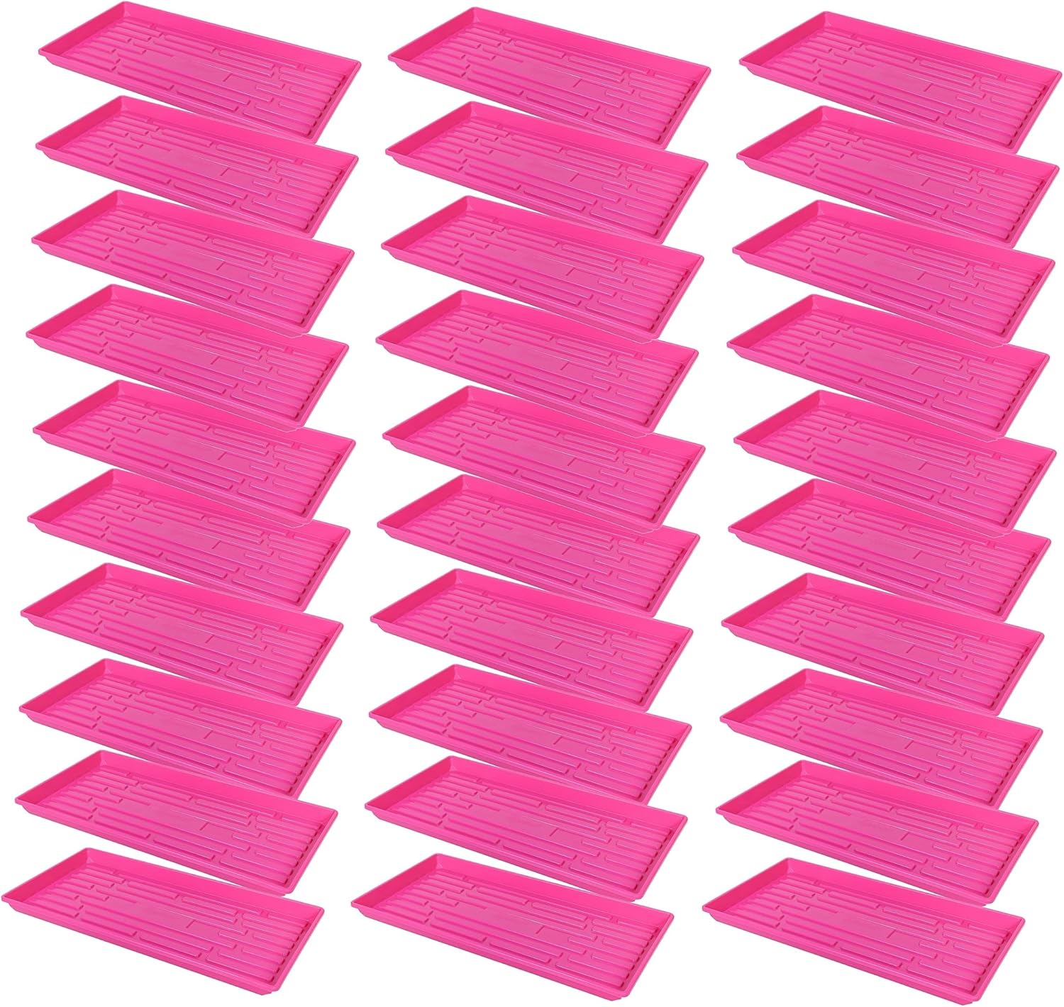 SUNPACK 10" x 20" Heavy Duty Shallow Plastic Seed Starting Tray, Magenta, 1" (Pack of 30) - No Drainage Holes, Perfect for Greenhouses or Indoor Gardening