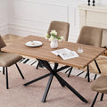 55.1 Inch Dining Table for 4 6 People Rectangular Wooden Kitchen Tables Mid Century Modern Dinner Table Long Dinning Room Table with Metal Cross Legs for Kitchen Living Room Comedor(Brown)