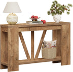 Tohomeor Console Table for Entryway, 47 Inches Narrow Sofa Table Behind The Couch, Farmhouse Wood Entry Table with Storage Shelves for Hallway Foyer Living Room, Rustic Wood Grain