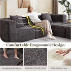 Modular Sectional Sofa with Deep Seat, Cloud Couch with 2 Movable Ottoman, No Assembly Required, Modern Plush Corduroy Cloud Couches for Living Room & Apartment, Grey