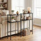 HOOBRO Narrow Console Table for Small Space, 15.7" Entryway Table with Storage, 2 Tier Sofa Table with 2 Shelves, Skinny Console Table for Entryway, Hallway, Living Room, Foyer, Black BB40XG01