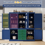 73" H Large Kitchen Pantry with Storage, Freestanding Wooden Cupboard with 4 Drawers,Cabinet Door Organizers and Adjustable Shelves for Kitchen, Dining Room, Blue