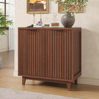 Vabches Modern Fluted Buffet Cabinet with Storage, 31.5" W Sideboard with Solid Wood Legs and Adjustable Shelf, Black Accent Cabinet for Kitchen, Living Room