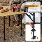 TIMBER RIDGE Bamboo Folding Camping Table, Portable RV Picnic Table | Adjustable Height (18.5"-26.5") & Aluminum Frame, Heavy Duty 220LBS Outdoor Dining for Tailgate Patio, Carry Bag Included