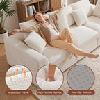 Benazcap 110" Cloud Sectional Couches for Living Room, L-Shaped Convertible Sofa, 3-Seat Modular Couch with Movable Ottoman, Beige