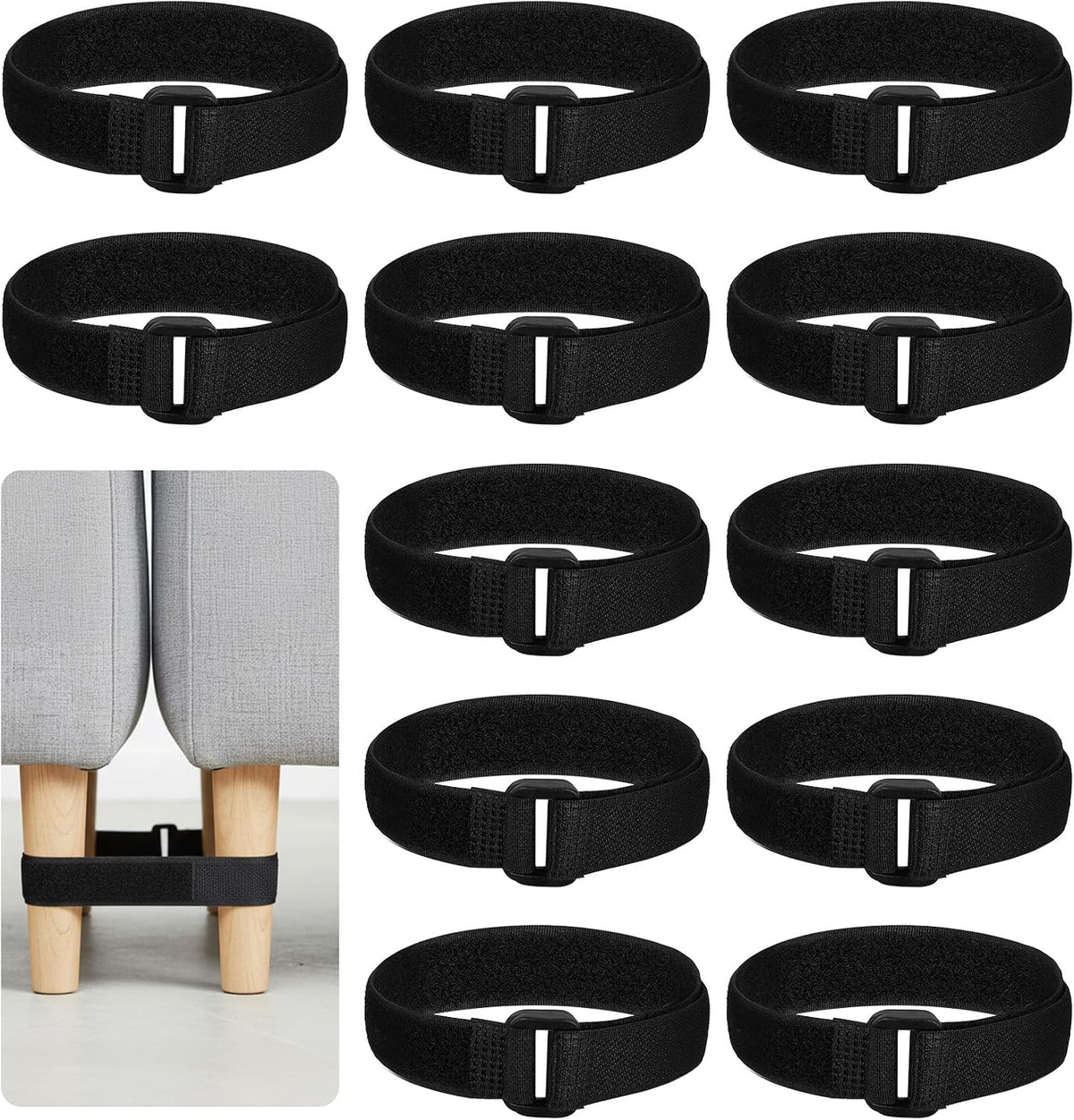 12 Pcs Sectional Sofa Strap for Couches, Heavy Duty Nylon Couch Connectors with Anti-Slip Grip, No Tools Needed to Lock Sliding Sofa Sections & Prevent Gaps
