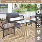 Waterproof Outdoor Rug 5x8 ft, Reversible Plastic Straw Mat, Large Floor Mat for Patio, Camping, Picnic, Backyard RV, Deck, Beige