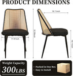 NORDICANA Rattan Dining Chairs Set of 2, Mid Century Kitchen Dining Room Side Chairs with Upholstered Cushion, Black