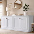 AMERLIFE 72" Farmhouse Sideboard Buffet Cabinet with Barn Doors, Storage Console Table with Adjustable Shelves, Coffee Bar/TV Stand for Living Room, Kitchen, Entryway, White