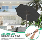 JEAREY 10FT Outdoor Patio Umbrella Outdoor Table Umbrella with Push Button Tilt and Crank, Market Umbrella 8 Sturdy Ribs UV Protection Waterproof for Pool, Garden (Black)