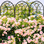 LZRS 2 Pack 71x20in Rustic Iron Arch Decoration Garden Trellis with Black Metal Coating – Perfect for Supporting Climbing Plants Outdoor, Roses, Vines, Flowers, and Vegetables.
