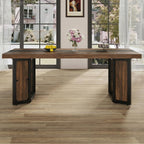knoworld Rectangular Industrial Dining Room Table for 8 People, 71" Long Wood Kitchen Table with Strong Metal Frame, Large Dinner Room Table for Big Family, Restaurant, Party, Reddish Brown