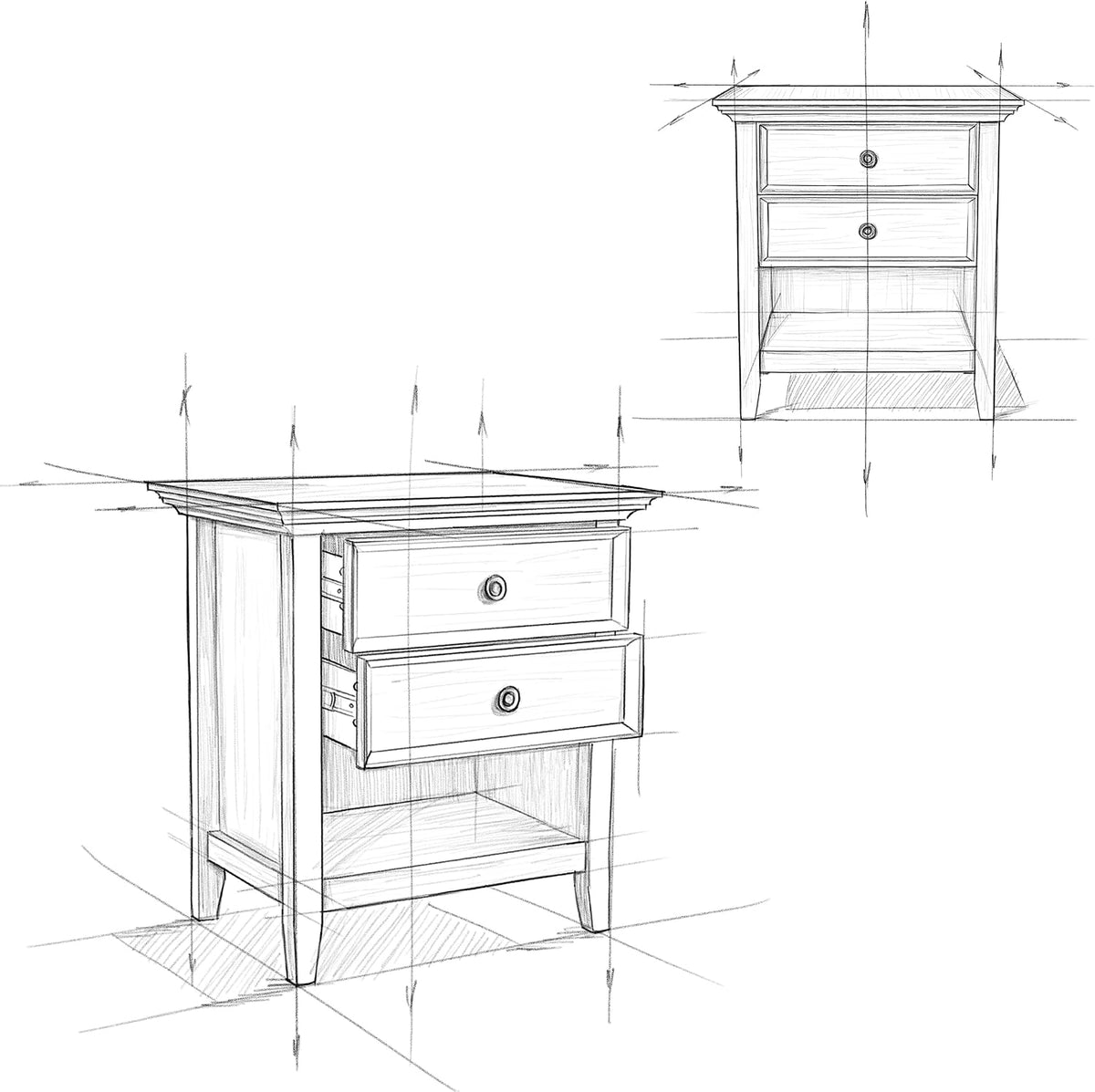 SIMPLIHOME Amherst Solid Wood 24 inch Wide Traditional-Style Bedside Nightstand Tables in Hickory Brown for the Living Room and Bedroom (Set of 2)