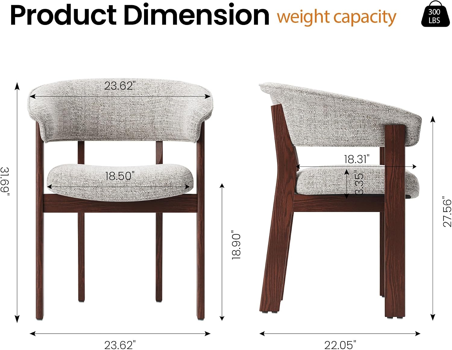 COLAMY Fully Assembled Upholstered Dining Chair Set of 4,Solid Red Oak Wood Kitchen Side Chair, No Assembly Required Modern Farmhouse Dining Room Accent Seating, Single Pack,4 Boxes