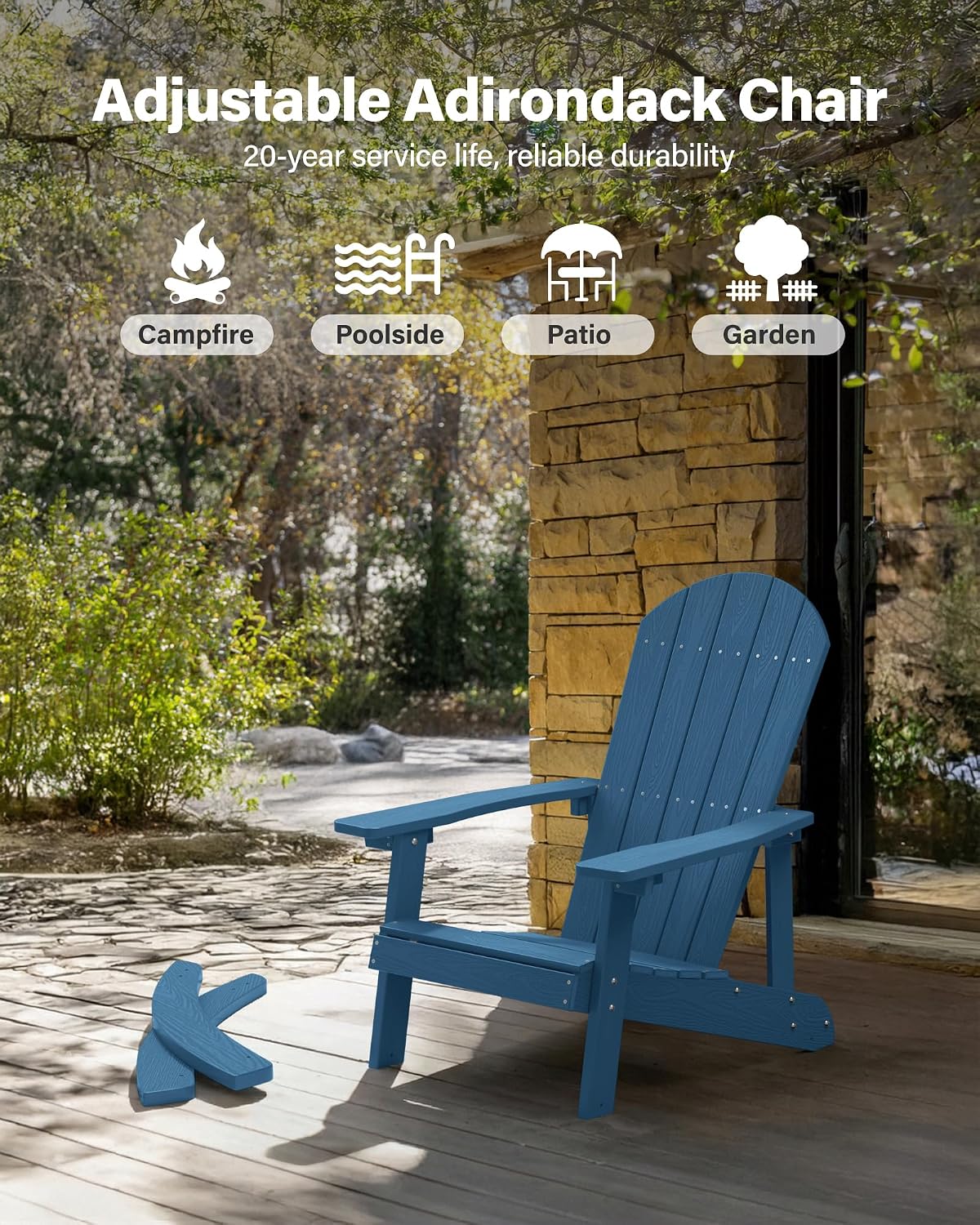 YEFU Outdoor Rocking Chair Set of 2,Adirondack Rocking Chair,Patio Rocker Chair with Wide Back,Oversized Rocker Chair Look Like Real Wood, for Lawn, Porch, Backyard, Indoor and Garden(Navy Blue)